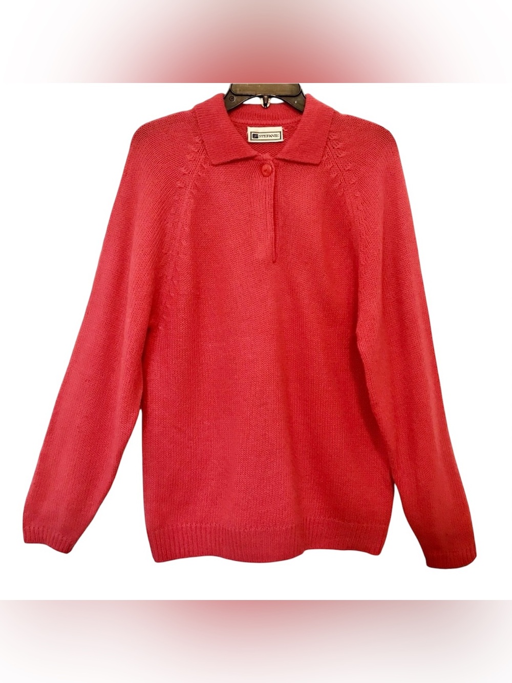 Stefanie Womens Vintage 1980’s Size S Rose Red Raglan Long Sleeve Soft Sweater